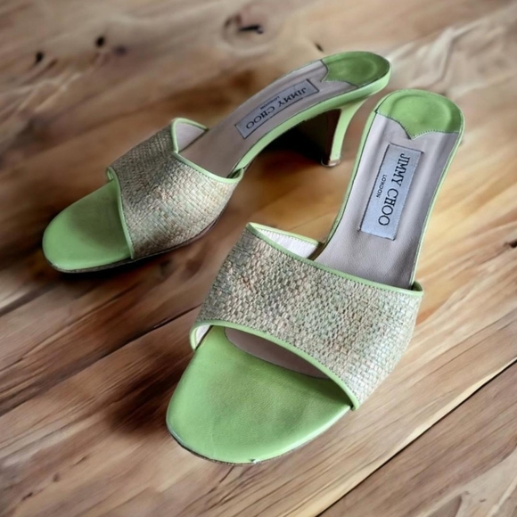 Jimmy Choo Shoes - Jimmy choo leather/textile slip On kitten heelsSize 38 uk 5